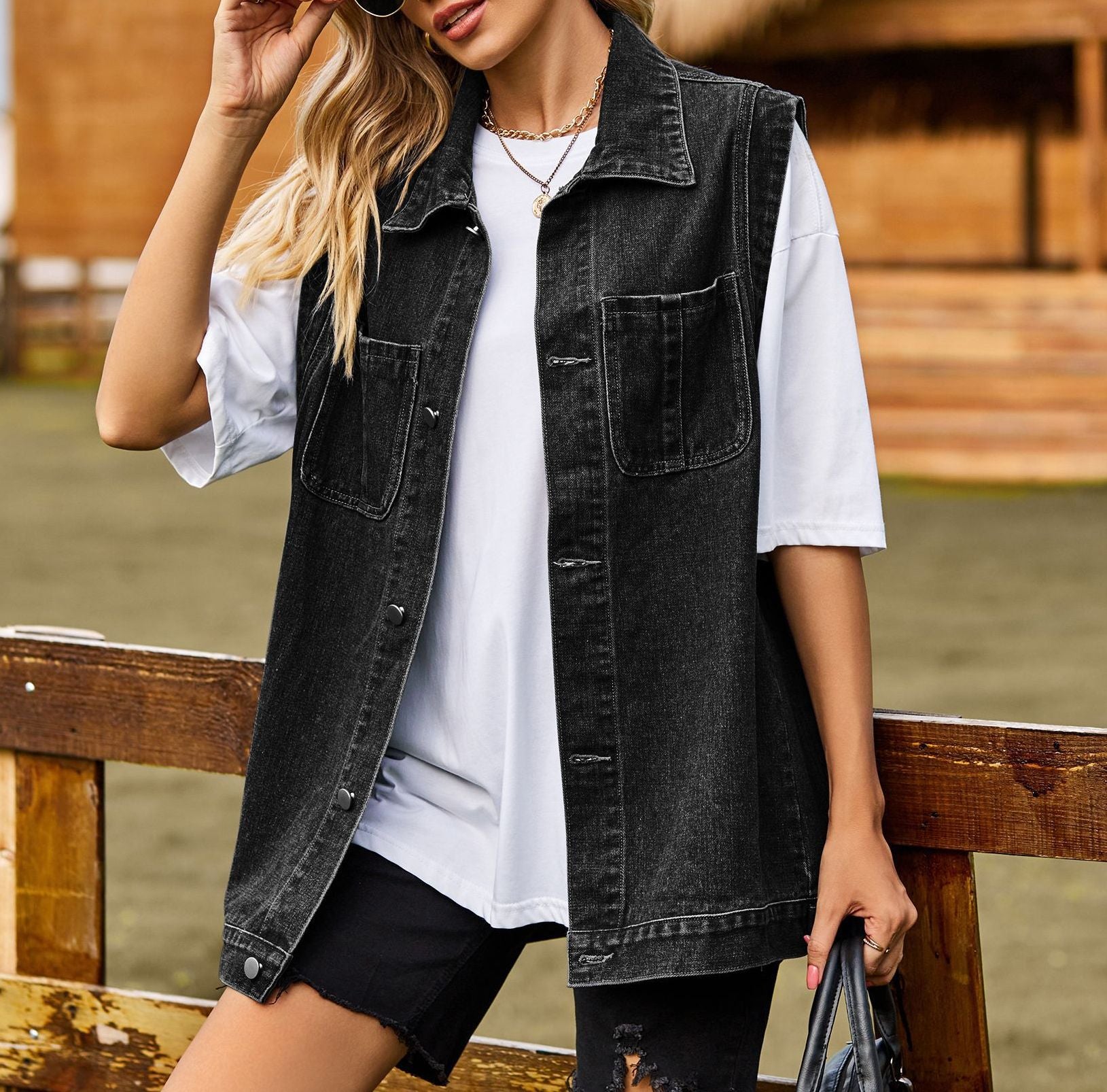 Women’s Fashionable Denim Sleeveless Vest – Spring & Autumn Style