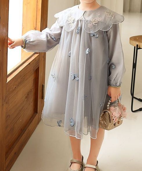 Spring New Style Girls’ Long-Sleeved Butterfly Mesh Princess Dress - RAC25JP3268GDRESS
