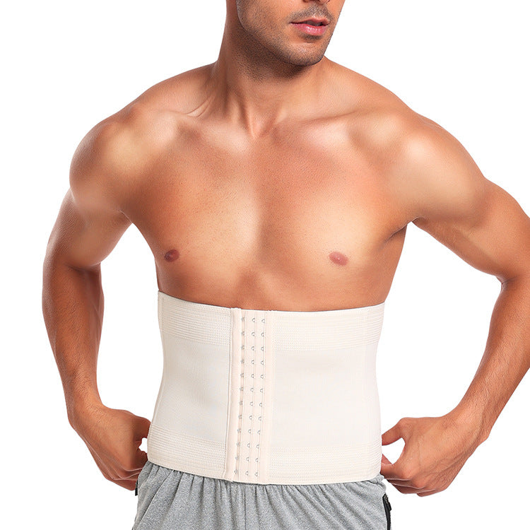 Men’s Waist Support Belly Belt – Sports Fitness Compression Waist Trainer with Plastic Support for Core Stability and Posture