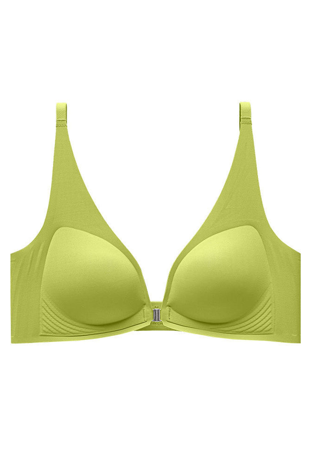 Women New Beautiful Gathered Seamless Front Buckle Fixed Shoulder Straps No Rims Thin Section Soft Jelly Bra