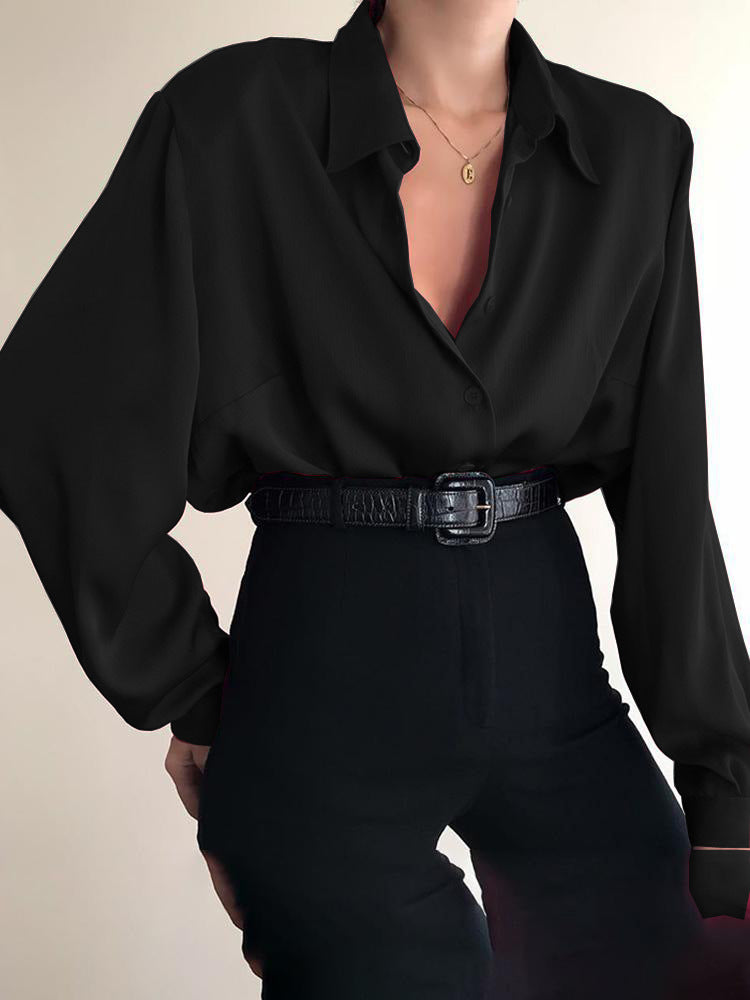 Women's Loose Fit Solid Color Intellectual Elegant Unique Top