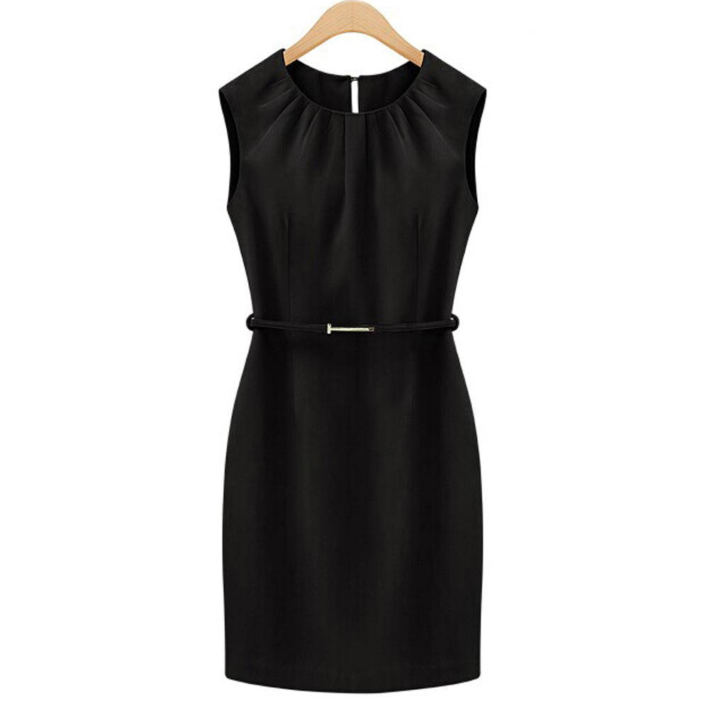 Women Sleeveless Solid Vest Skirt Dress