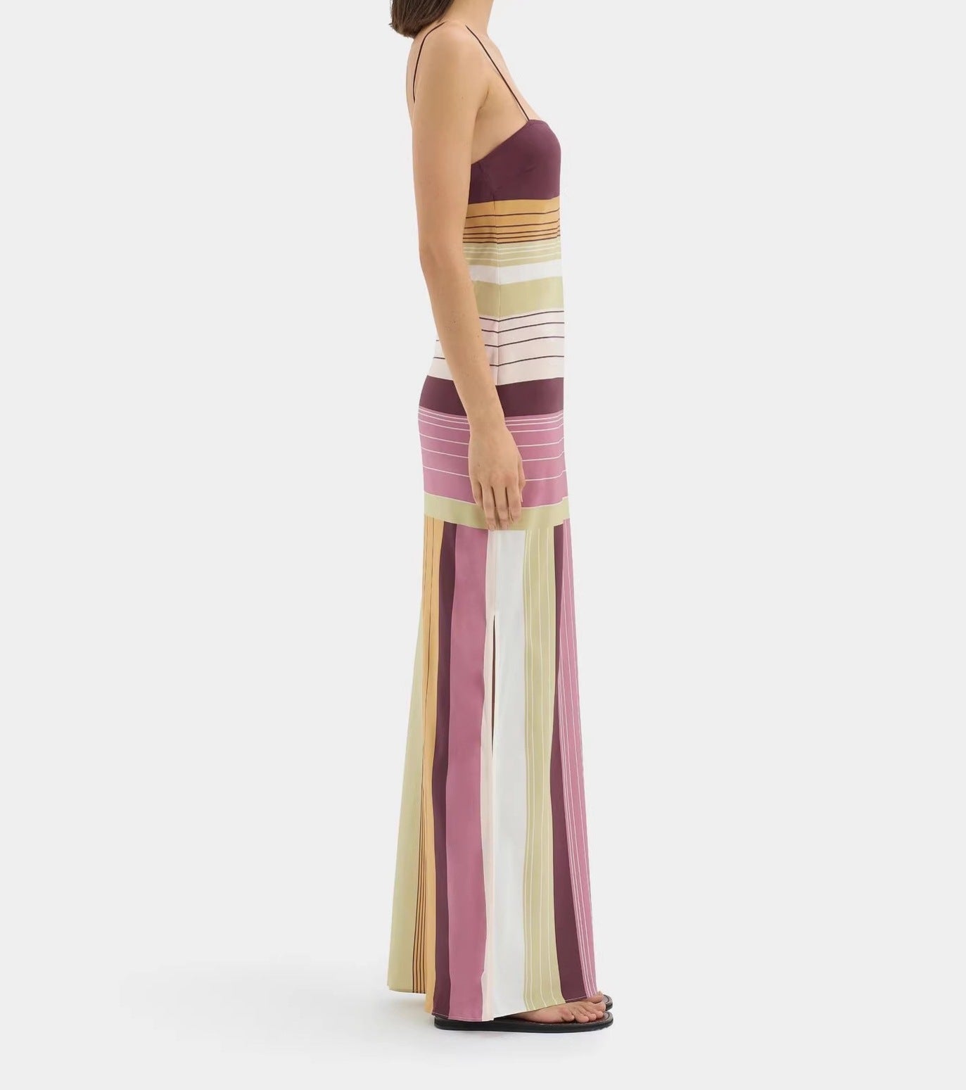Color-Block Backless Striped Dress for Women – Sleeveless Casual Summer Dress