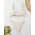 New Solid Color Hollowed-out Amazon Bikini Double Shoulder Strap Two-Piece Swimsuit for Women
