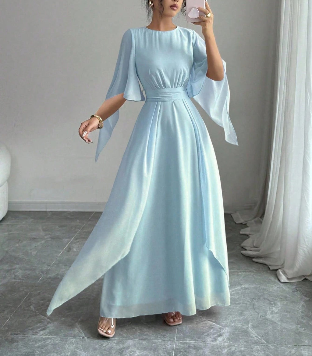 Women's Light Blue Elegant Long Dress – Modern Flowing Maxi Dress for Party, Wedding, Evening, Vacation & Special Occasions