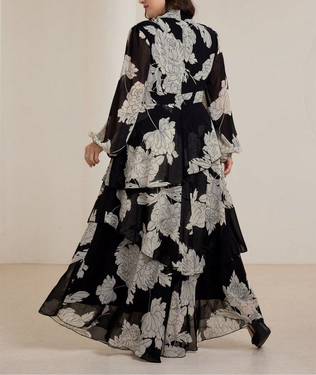 Women's Plus Size Stand Collar Tie Waist Midi Dress Elegant A-Line Full Skirt Short Sleeve Casual Dress