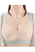Women Plus Wireless Latex Lace Contrast Color Thin Bra Breathable Soft Lightweight Bra