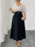 Fashionable Elegant Women's V-Neck Summer Short-Sleeve Casual Dress