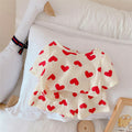 Summer Girls’ Baby Suit – Love Print Pure Cotton Short-Sleeved Top & Shorts Set - RAC26JP5377BATS