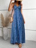 Women's Printed Strap Maxi Dress Casual Sleeveless Summer Long Dress