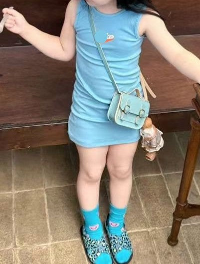 Girls Summer Letter Print Vest Dress - RAC26JP5480BATT