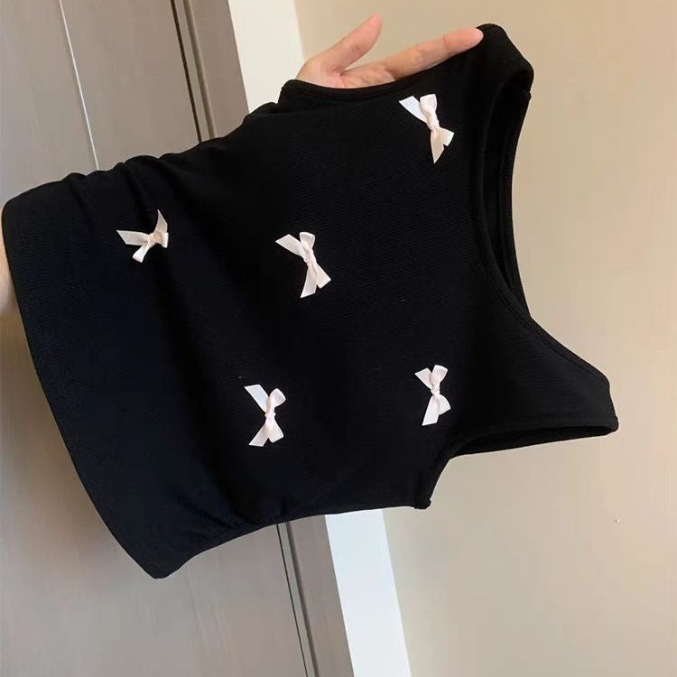 Girls’ Summer Vest – Baby Bow Detail Sleeveless T-Shirt Top - RAC26JP5490BATT
