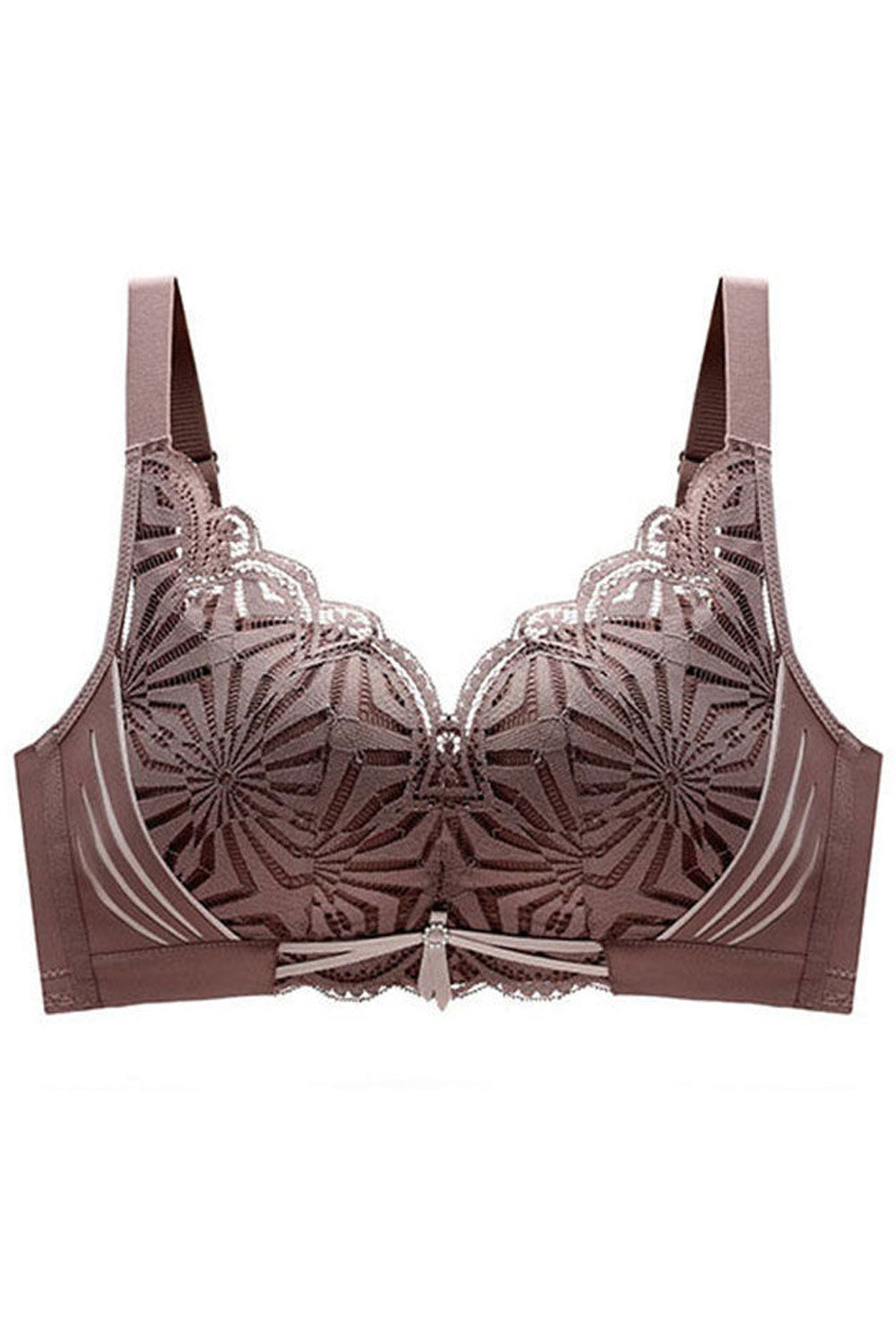 Women New Beautiful Gather, Push-up, Comfortable, Side Close Metal Decoration, High-end- Lace, Diamond Decoration, Insert Mulber
