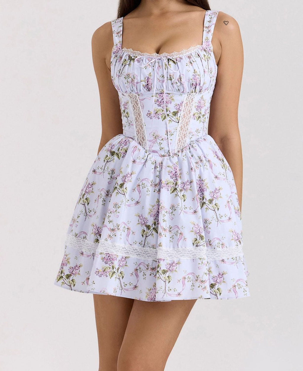 Women's Printed Backless Suspender Waist-Enhancing Puffy Dress