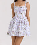 Women's Printed Backless Suspender Waist-Enhancing Puffy Dress
