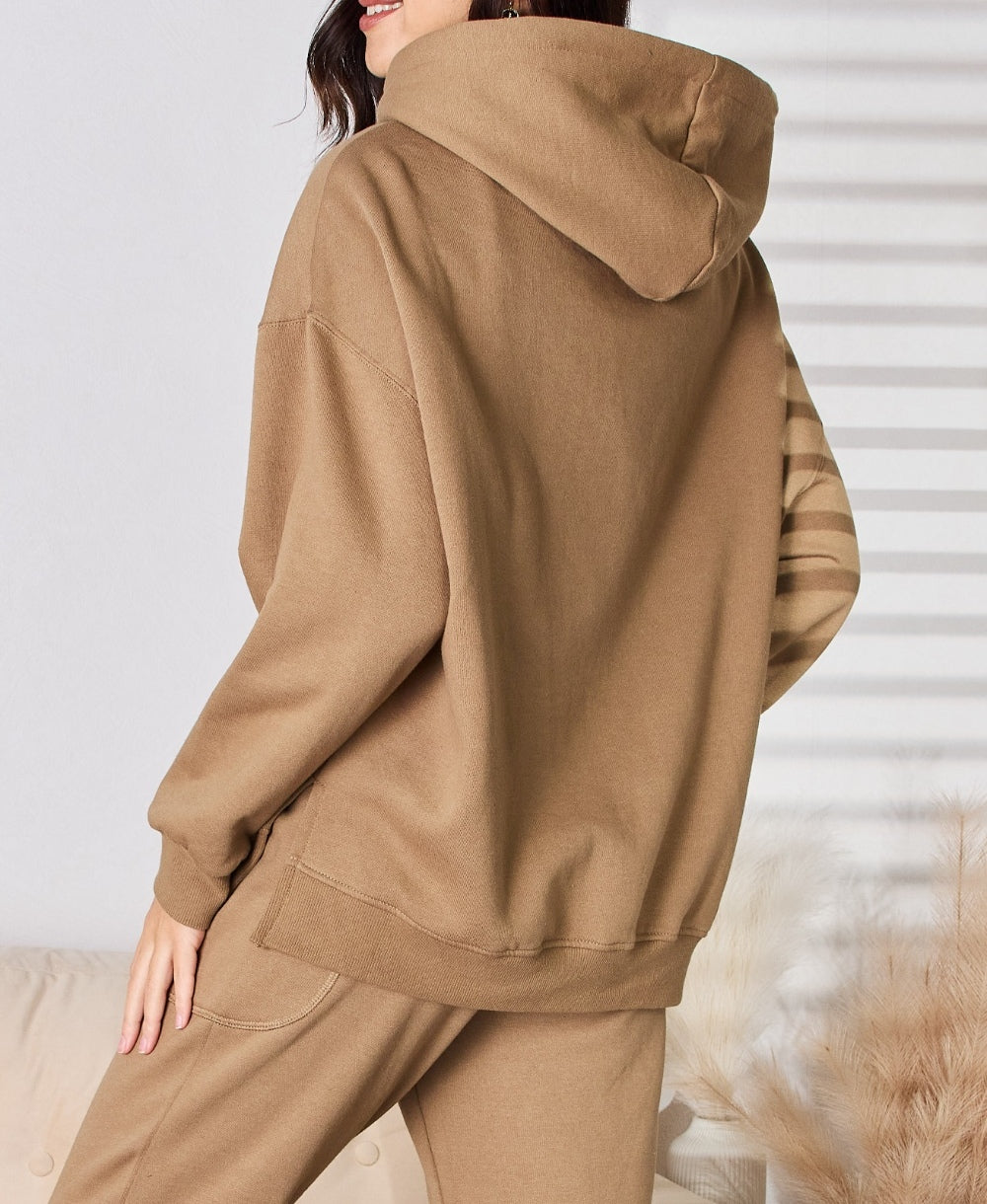 RISEN Drawstring Drop Shoulder Long Sleeve Hoodie