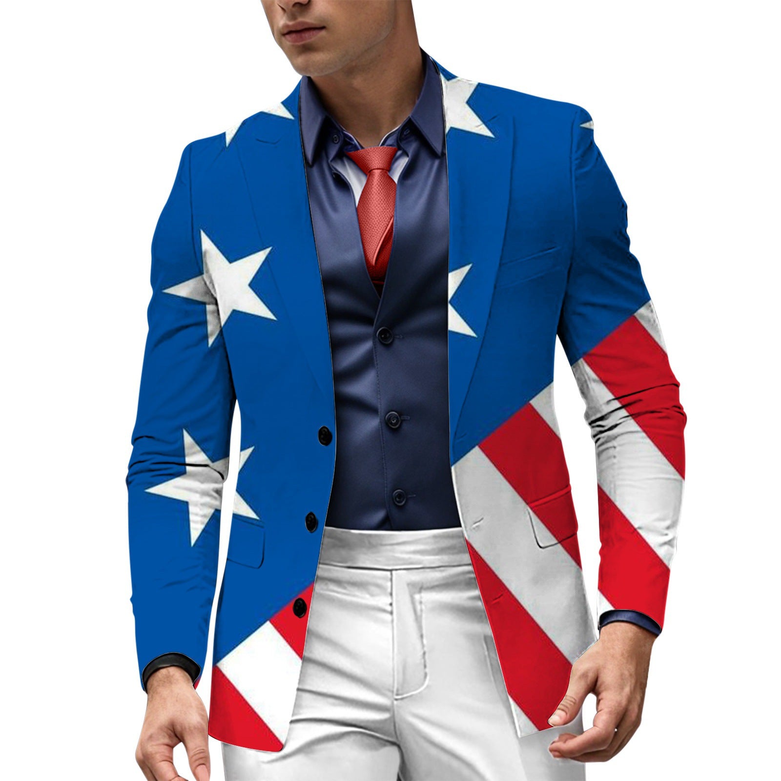 American Flag 3D Print Casual Suit Jacket