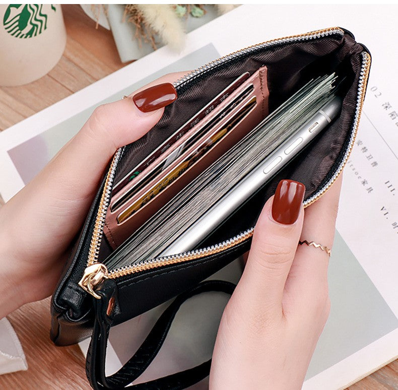 New PU Leather Cut-Out Zipper Women’s Mobile Phone Bag Coin Purse Wallet