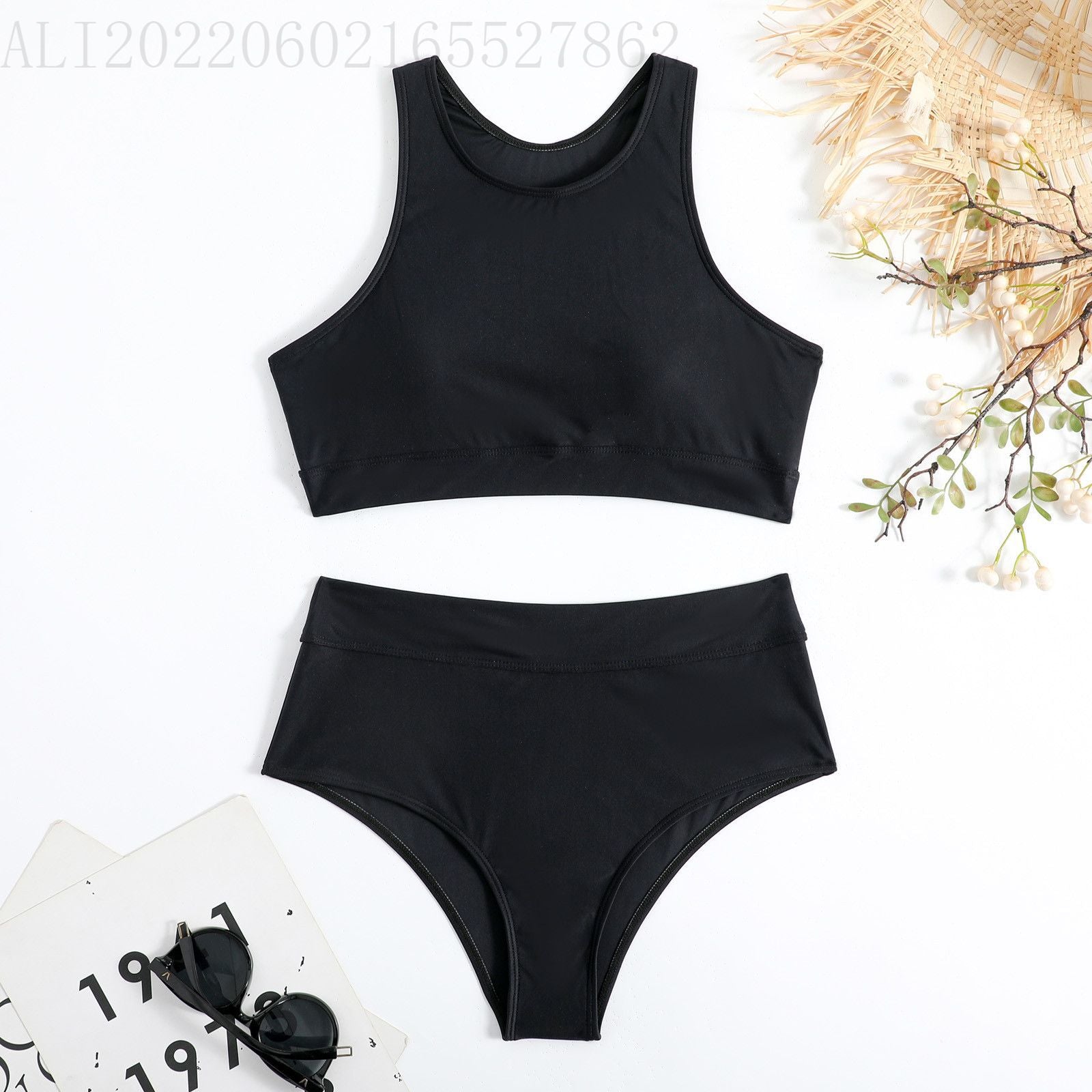 New Style Solid Color Vest-Style Bikini Swimsuit for Women