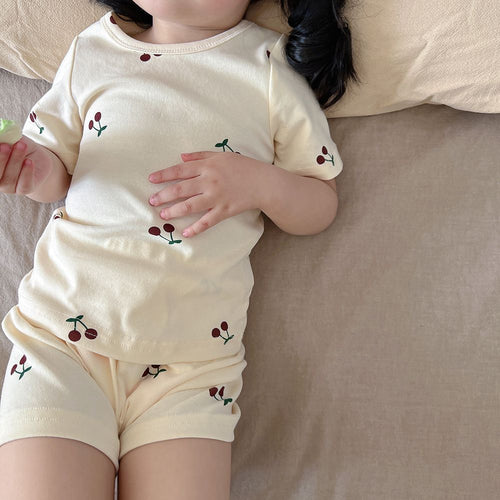 Baby Floral Short-Sleeved Pajama Set – Lightweight Air-Condition Comfort Sleepwear - RAC26JP5384BATS