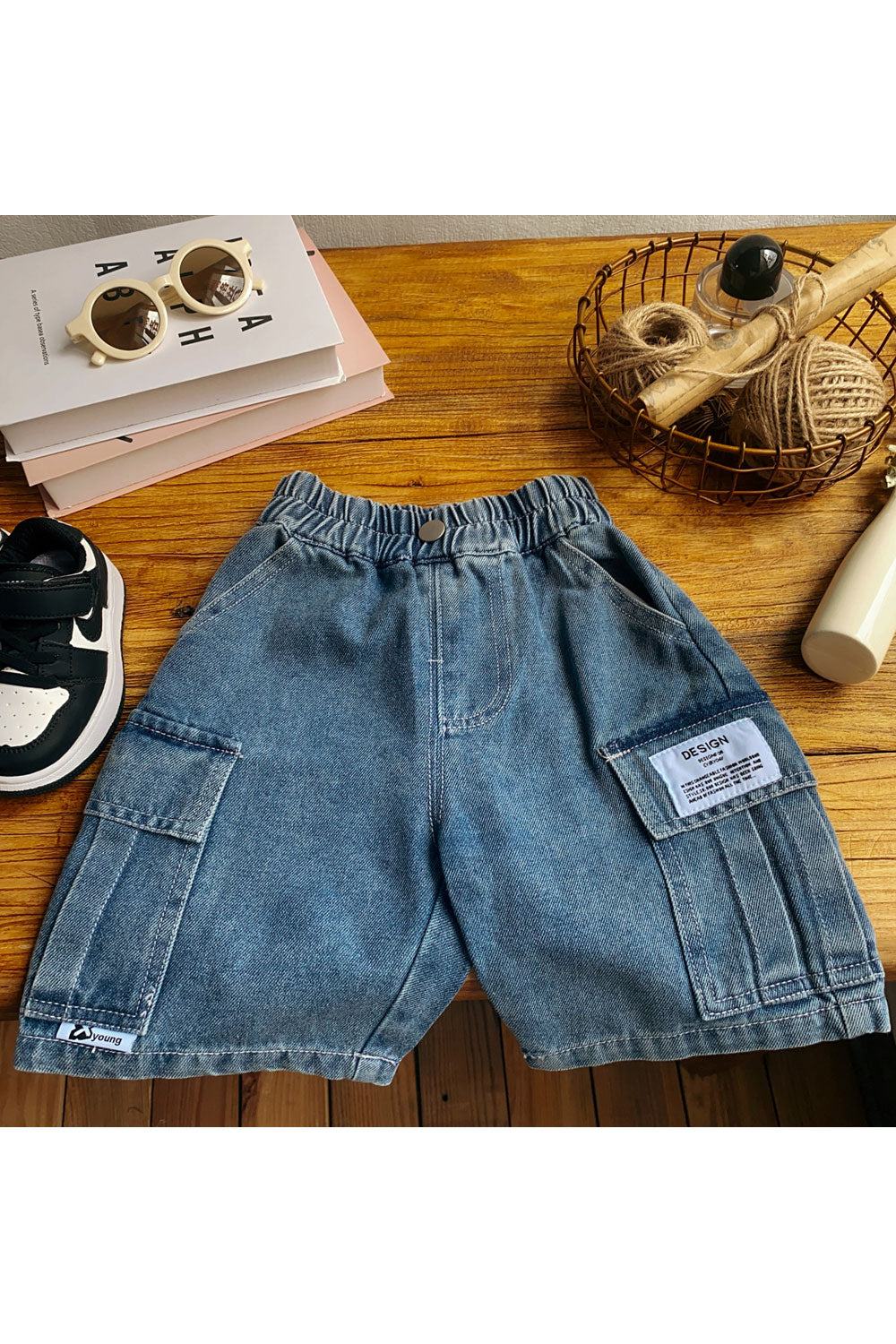 Kids Boys New Fashionable Middle Waist Elastic Belt Solid Color Summer Thin Section Loose Trendy Casual Shorts