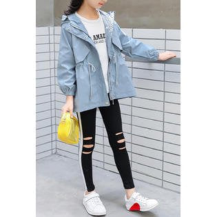 Kids Girls Elasticated Long Sleeve Zipper Up Jacket