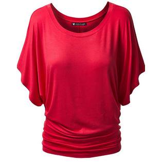 Women's Summer Fashion Pleated Waist Blouse Red