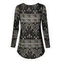 Women Round Neck Soft Long Sleeve Classy Fashionable Printed Pattern Top