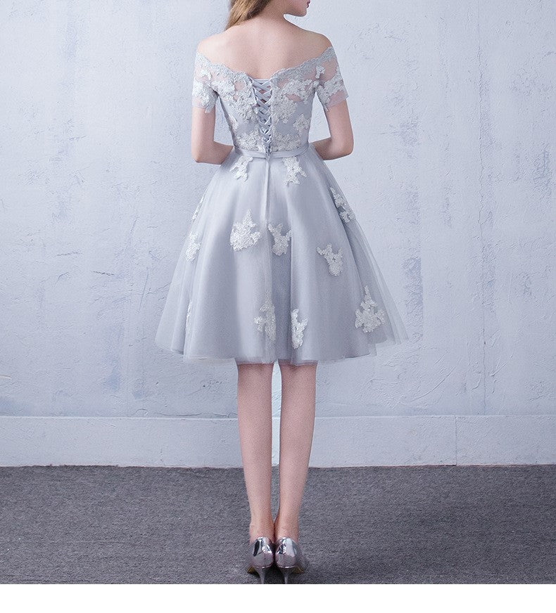 Women Wrap Sleeve Decorated Evening Party Dress