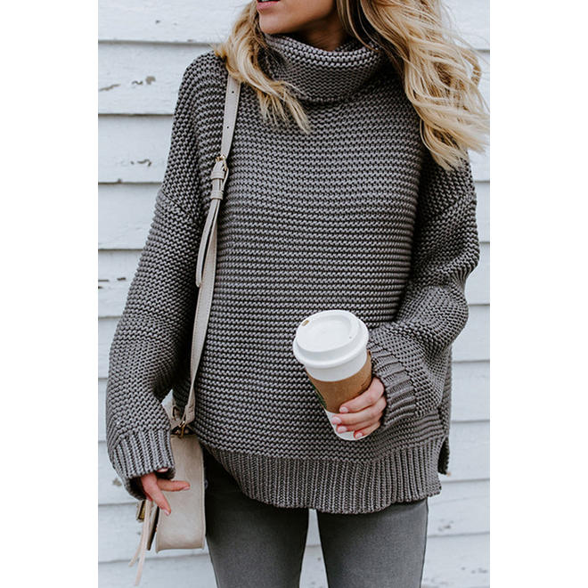 Women Warm High Collar Loose Sweater