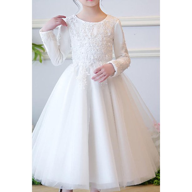 Kids Girls Long Sleeve Decorated Fancy Dress