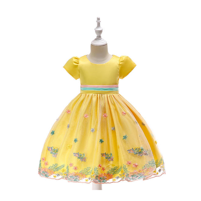 Kids Baby Girls Short Sleeves Colorful Flowers Dress