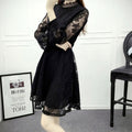 Long Sleeve Lace Hollow Design Midi Dress