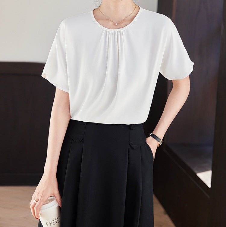 Women's Round Neck Elegant Summer Shirt - Lightweight Comfortable Daily Wear Top