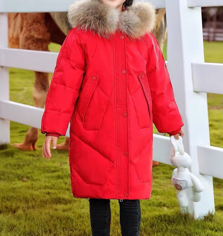 Girls’ Winter Cotton-Padded Jacket – New Mid-Length Warm Outerwear for Children - RAC25JP3284GDRESS