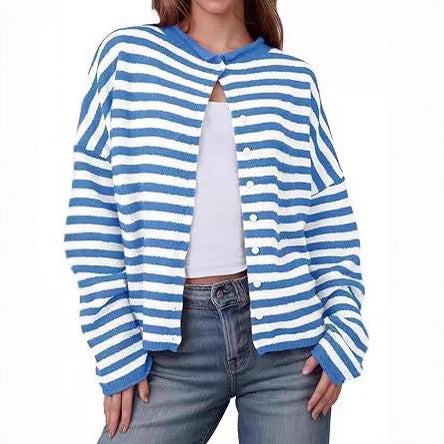 Women's Striped Cardigan - New Autumn and Winter Casual Knitwear