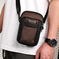 Men’s Fashion Canvas Mobile Phone Bag – Multi-Layer Outdoor Mini Waist & Shoulder Bag, Sports Multifunction Small Trendy Bag