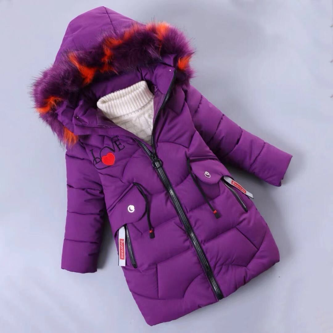 New Winter Girls’ Cotton-Padded Coat – Thickened Medium-Length Jacket - RAC25JP3286GDRESS