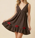 Women's Solid Deep V-Neck Sleeveless Suspender Dress