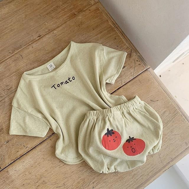 Summer Girls Cartoon Letter T-Shirt & Flower Bud Shorts Set - RAC26JP5400BATS