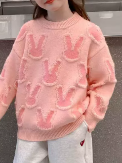 Girls Thickened Knit Winter Top