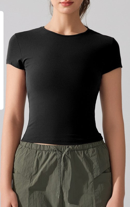 Lightweight Yoga T-Shirt for Women, Nude-Feel Breathable Sports Top, Slim-Fit Short Sleeve Training Shirt for Running, Fitness,