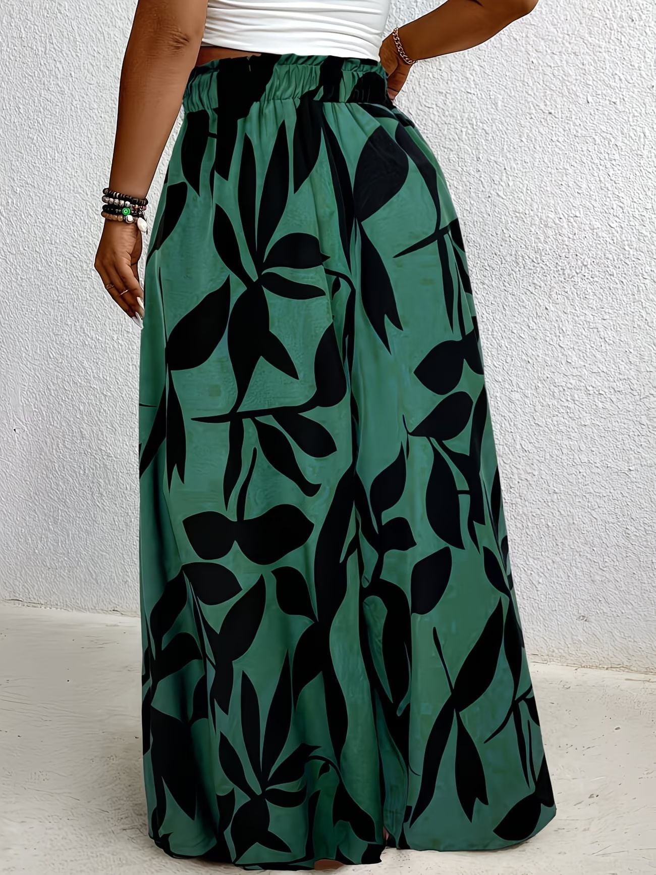 Women's Plus Size Summer Printed Wide Leg Pants