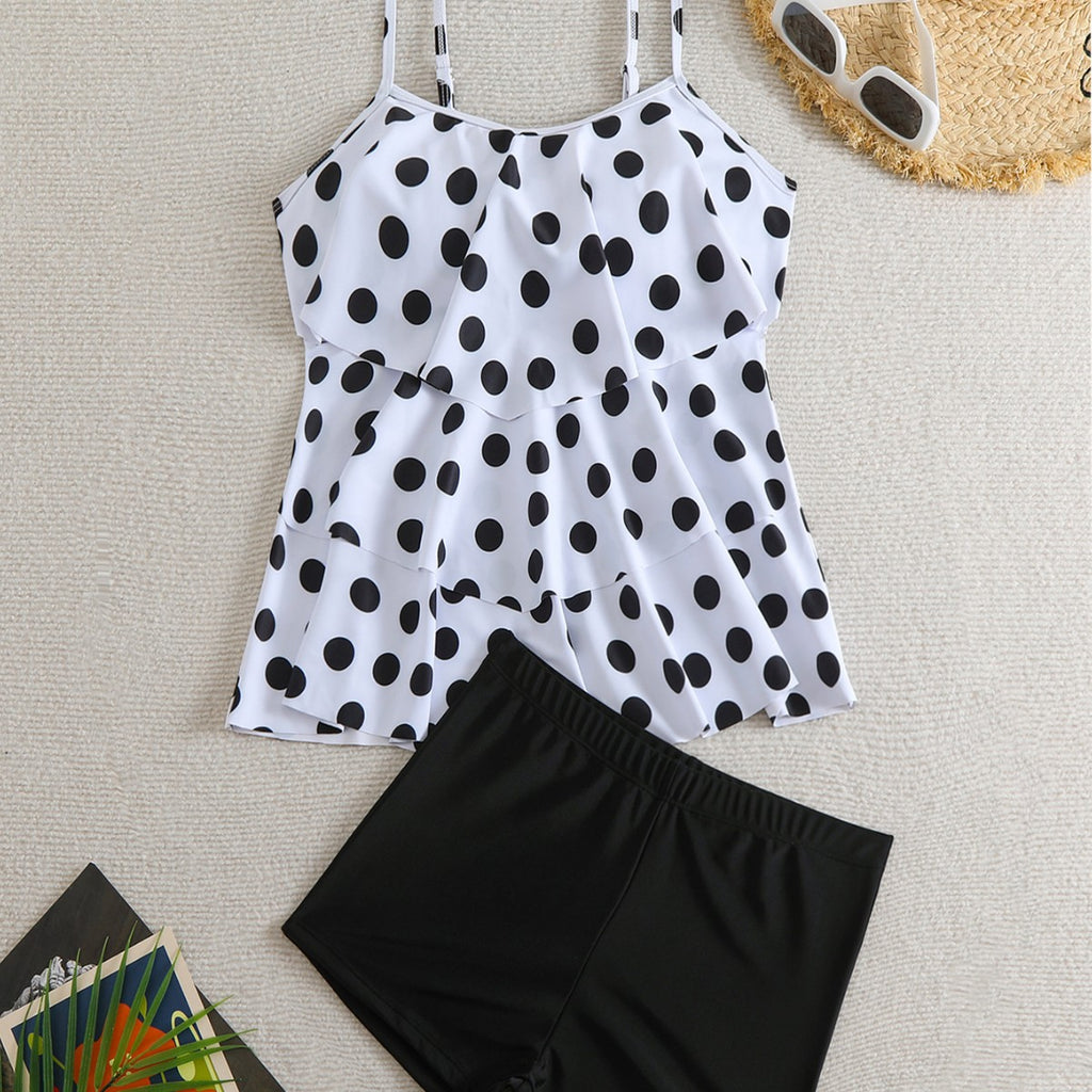 New Shoulder Strap Bikini Set High Waist Boxer Pants Split Swimsuit for Women