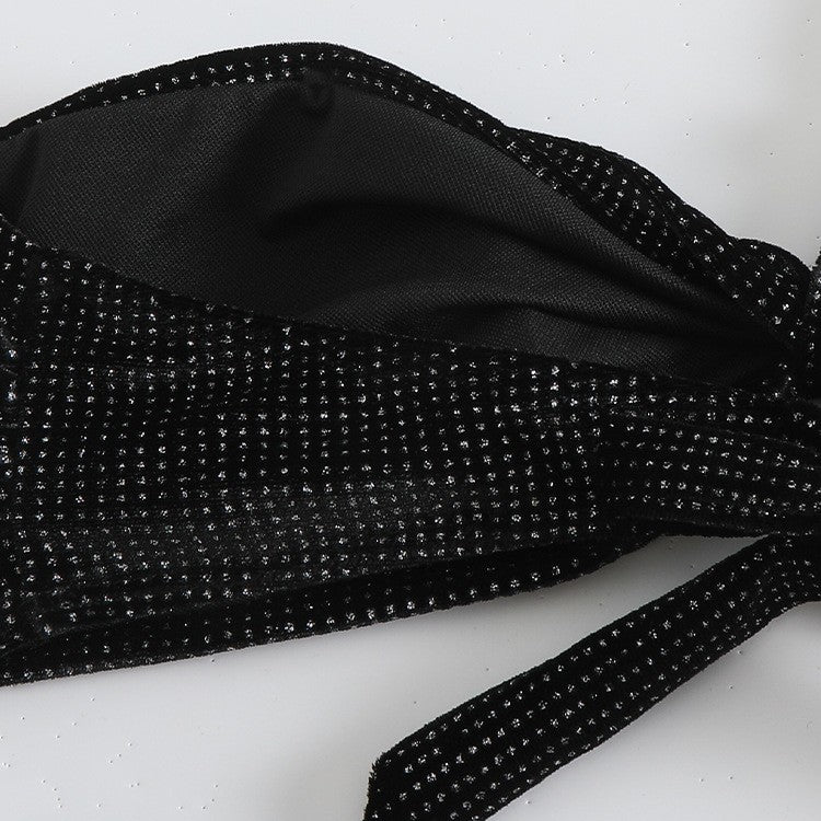 New Solid Color Bow Tube Top Bikini Set for Women - Split Shoulder & Chest Design Swimsuit