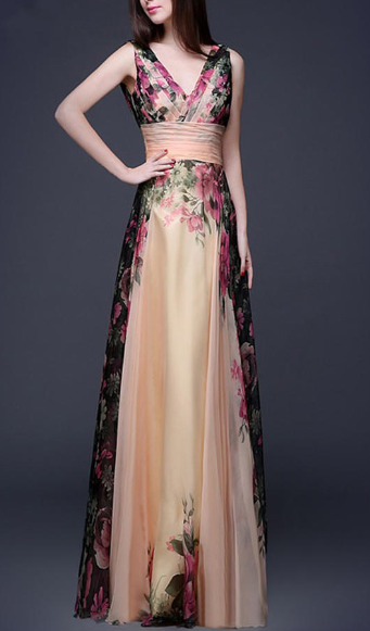 Women Printed Multi-Color Long Party Dress