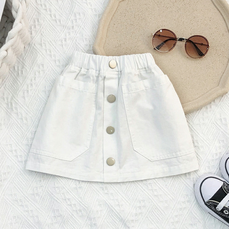 Summer Girls’ A-Line Denim Skirt – Casual Princess Style Short Jean Skirt - RAC26JP5441BATDAS