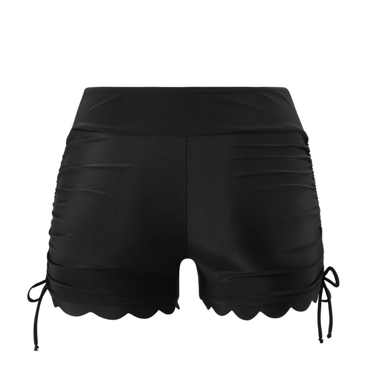 Women's Solid Color High Waist Lace Drawstring Bikini Surfing Beach Swimming Trunks