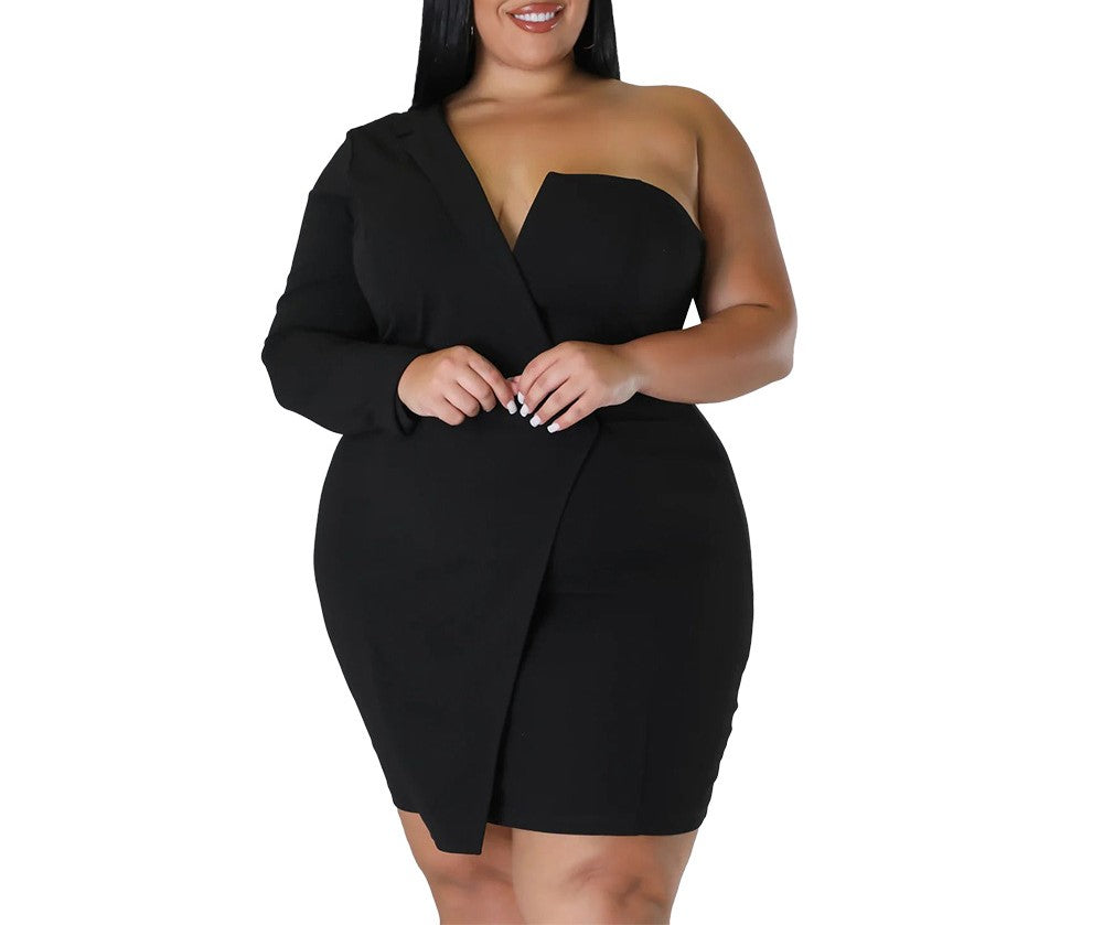 Women's Fashionable Slim Fit Bodycon Off-Shoulder Long Sleeve Dress