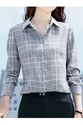 Women Summer Plaid Pattern Loose Fit Casual Shirt